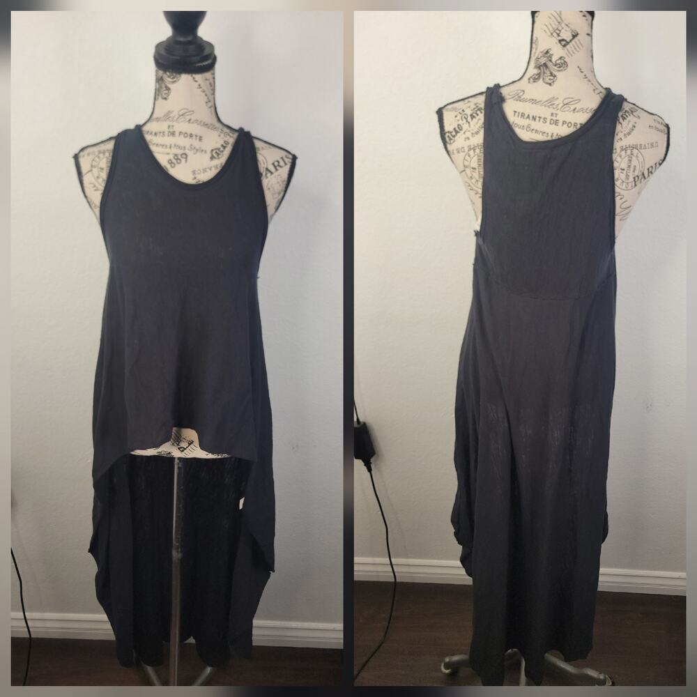 FP Beach Tank Top Black Sleeveless Layered Maxi High Low Shirt Size XS Boho Goth